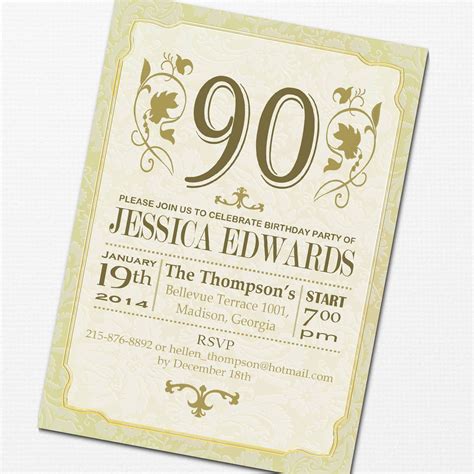 90th birthday invitations for a man